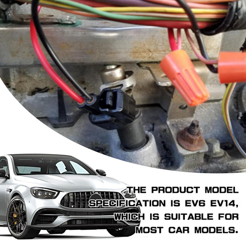 2 PCS EV6 EV14 Fuel Injector Connector, Fuel Injector Pigtail Connector Wiring Harness, Universal Automotive Accessories EV1 Fuel Injector Socket ...