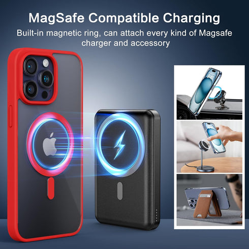 for iPhone 15 Pro Max Case, Compatible with MagSafe, Military-Grade Protection, Yellowing Resistant, Scratch-Resistant Back, Magnetic Phone Case f...