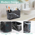 Boperzi Black Toothbrush Holder for Bathroom Toothpaste Organizer Countertop, Detachable Anti-slip Marble Toothpaste Storage Caddy 6 Slots with Dr...
