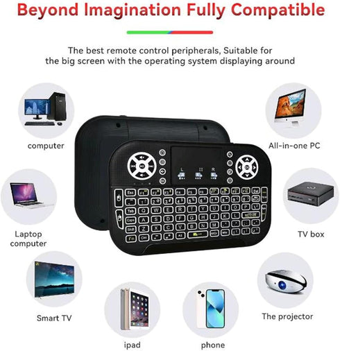 Mini Wireless Keyboard with Touchpad Mouse 2.4GHz Multi-Media Keyboard RGB LED Backlit Handheld Keyboard Handheld Remote Control for Pc, Pad, Goog...