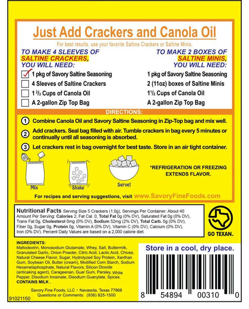 Savory Saltine Seasoning, 1.4 Ounce, Sweet Bar-B-Q, 4 Pack...