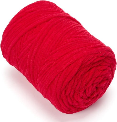 Chunky Chenille Yarn for Knitting/Crochet Baby Blanket Fancy Yarn for Amigurumi #6 Super Bulky Extra Thick Soft Fluffy Big Yarn Hat Scarf Christma...