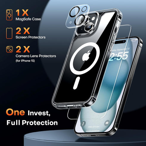 TAURI for iPhone 15 Case, Compatible with Magsafe, Military-Grade Protection, Yellowing Resistant, Slim Shockproof Magnetic Phone Lanyard Case for...