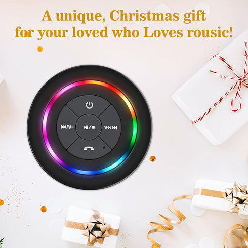 HAISSKY Bluetooth Shower Speakers, Portable Wireless Speaker with Suction Cup, IP67 Waterproof Speaker with LED Light, Pairs Easily to Phones, Tab...
