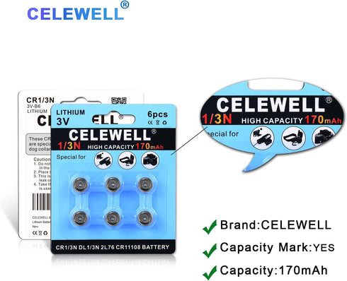 6 Pack DL1/3N CR1/3N 3V Lithium Battery 170mAh?7-Year Warranty?...