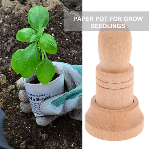 Alipis Paper Pot Maker Wooden Newspaper Plant Pot Maker, Paper Pot Making Tool Gardening Wood Flowerpot Maker Plant Starter Pots...