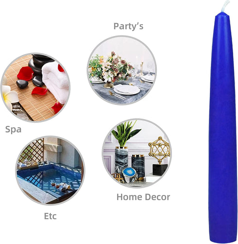 Zest Candle 12-Piece Taper Candles, 6-Inch, Blue...