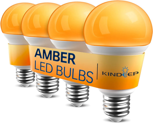 KINDEEP Amber Light Bulbs, 9W Amber Yellow LED Light Bulb, 2000K Soft Warm Sleep Light Bulbs, Bug Light Bulbs, 60W Equivalent, E26, for Bedroom, N...