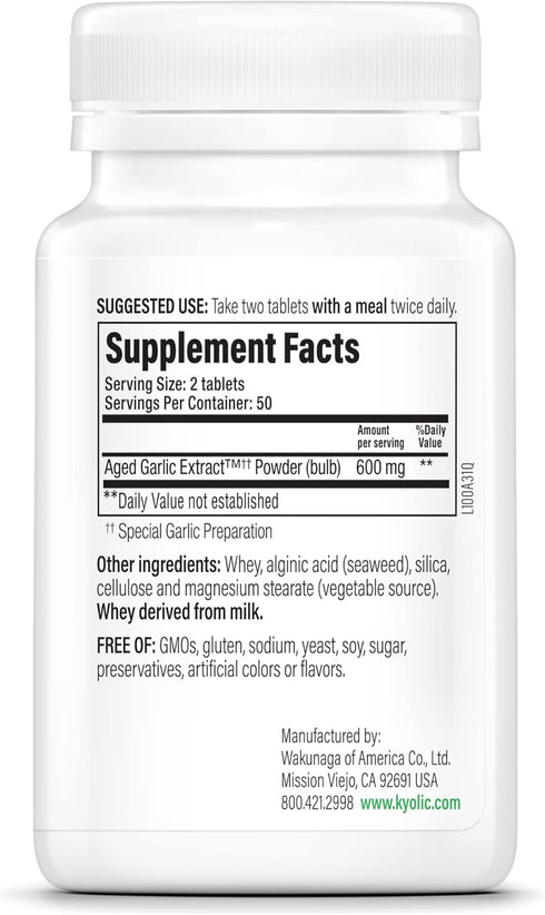 Kyolic Aged Garlic Extract Formula 100, Original Cardiovascular, 100 Tablets (Packaging May Vary)...