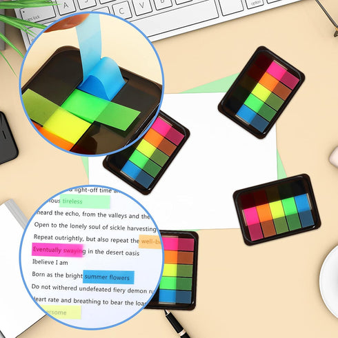 600 Pieces Sticky Index Tabs Page Flags, ALOTCHE Transparent Sticky Notes Book Sticky Tabs for Annotating Books, Neon Pop Up Index Tabs Self-Adhes...