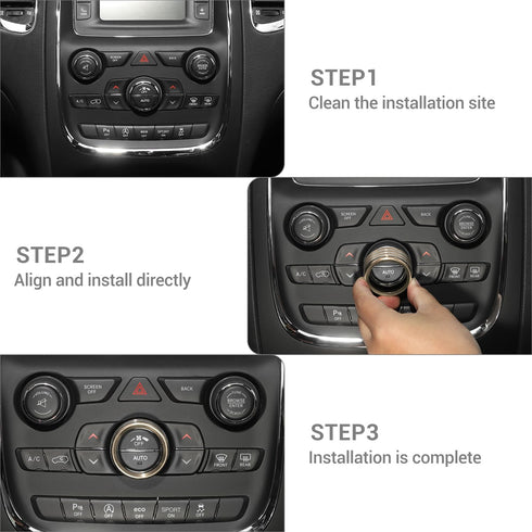 AC Volume Switch Knob Trim Ring Compatible with Dodge Charger 2011+/Challenger 2015+/RAM 2012-2017/Durango 2016-2022/Chrysler 300C 2011+, Aluminum...