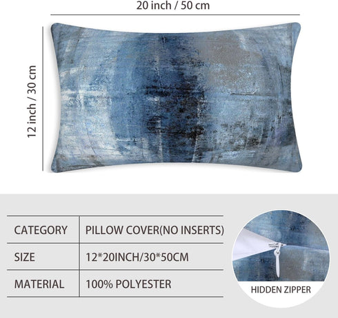 Blue and Grey Abstract Art Artwork Pillow Cover, Gallery Modern Decorative Throw Pillows Cushion Cover for Bedroom Sofa Living Room 12 x 20 Inch S...