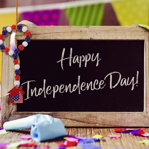 LUOZZY 3 Pcs Independence Day Wood Bead Garland with Tassel 4th of July Patriotic Bead Garland for 4th of July Presidential Election Party Decorat...