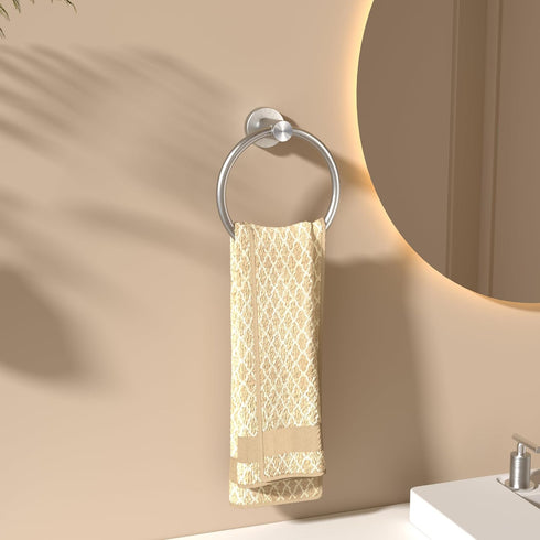 FORIOUS Brushed Nickel Towel Ring, SUS304 Stainless Steel Hand Towel Holder for Bathroom Wall Mounted, Modern Towel Hanger, Towel Rack Round, Ring...
