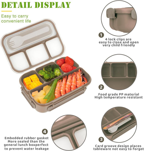 Vensp Lunch Box for Kids Girls Boys,Adult Bento Box with 4 Compartments,Woman Lunch Box Containers for Work with Utensils,Sauce Jar, Muffin Liners...