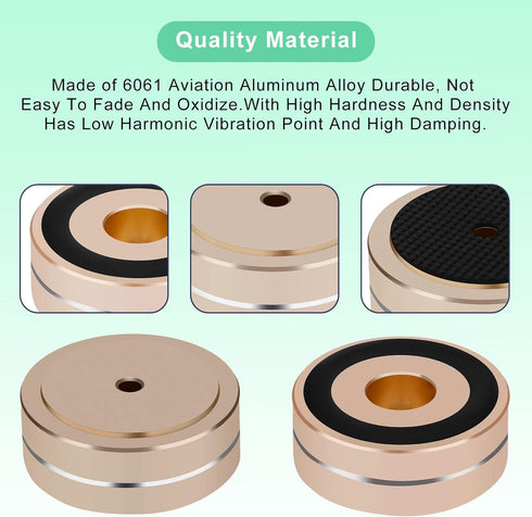 Monosaudio Speaker Isolation Feet 4 Pcs 40x15mm Aluminum Feet Subwoofer Isolation Feet with Non-Slip Rubber Rings/Adhesive/M4 Screws for Audio,Spe...