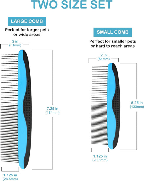 Pets First 2 Pack Dog Comb Small & Large PET Comb for Small & Large Breeds & Areas. Premium Anti-Slip Comfort Grip Ergonomic Handle for Your Dog &...