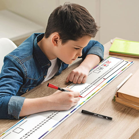 0-100 Dry Erase Number Line Board Double Sided 4 Feet Number Lines for Students with a Red & Black Dry Erase Marker Featuring 0-100 Number Line on...