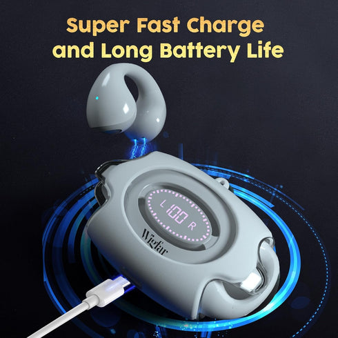 Open Ear Headphones True Wireless Bluetooth Headphones, Ear Clip Earbuds,Sweat Resistant,Fast Charging,24HRS Playtime,Open Ear Earbuds for Workout...