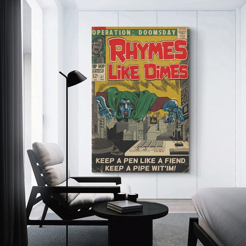 MF DOOM Rhymes Like Dimes Canvas Poster Bedroom Decoration Landscape Office Valentine's Birthday Gift Unframe-style-412x18inch(30x45cm)...