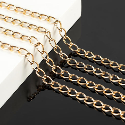 KYUNHOO 32.8FT Light Gold Plated Aluminum Chain Roll with Spool 9mm Wide Rhombus Link Chains Metal Necklace Chains for Jewelry Making DIY Bracelet...