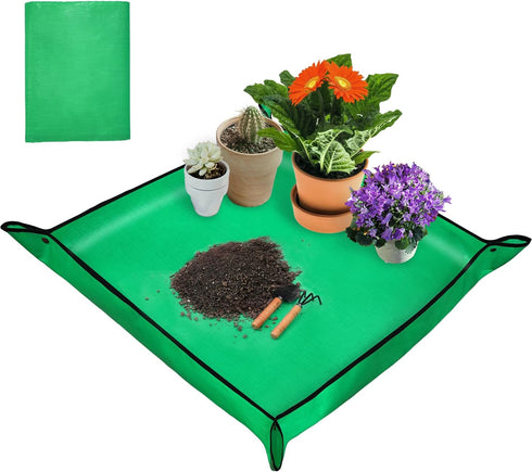 JJGoo Repotting Mat for Indoor Plant Transplanting, 29.5" X 29.5" Large Potting Mat Portable Gardening Mat Soil Mat, Thickened PE Waterproof Succu...