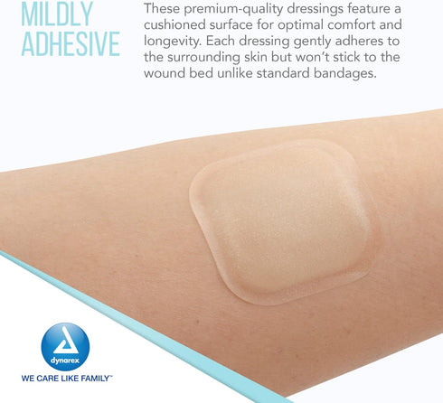 Dynarex DynaDerm Hydrocolloid Dressing, Sterile Moist Bandages Used for All Kinds of Wound, 2" x 2", Thin and Latex-Free, Pack of 20...