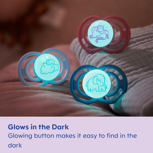 MAM Perfect Night Baby Pacifier, Patented Nipple, Glows in The Dark, 2 Pack, 6-16 Months, Girl...