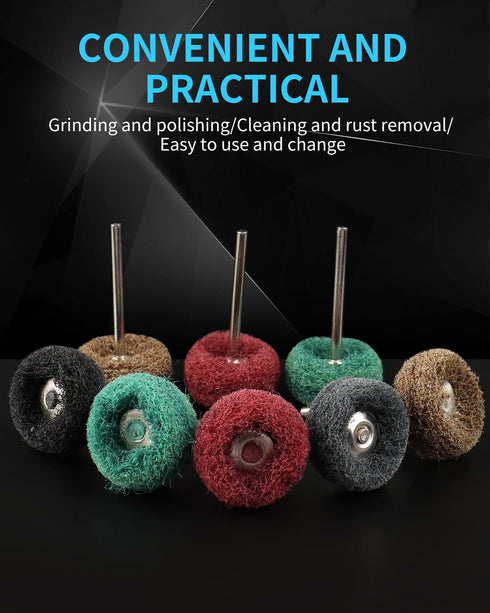 Rocaris 50 Pcs Abrasive Buffing Wheels, 1 inch Abrasive Buffing Polishing Wheels Burr for Rotary Tools-1/8"(3mm) Shank, 120Grit, 180Grit, 320Grit,...
