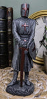 Ebros Holy Roman Empire Templar Crusader Knight with Sword and Shield Statue 6" Tall Suit of Armor Swordsman Standing On Guard Medieval Age of Kin...