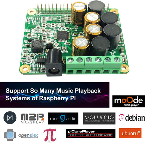 RPI HiFi AMP HAT TAS5713 Amplifier Audio Module 25W Class-D Power Sound Card Expansion Board for Raspberry Pi 5 4 3 B+ Pi Zero Nichicon Capacitor...