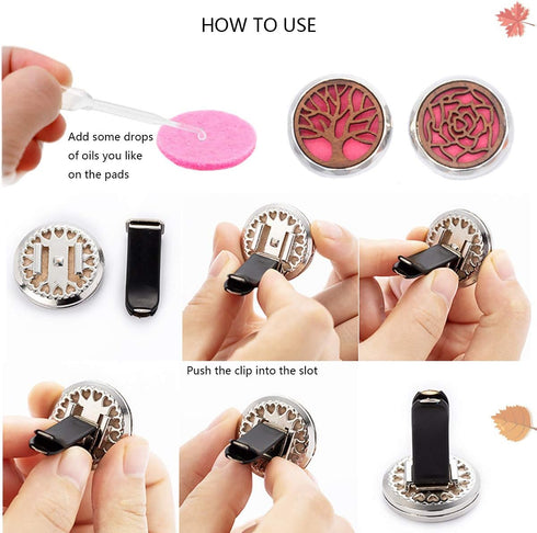 2 Packs Wooden Car Diffuser Vent Clips, Aromatherapy Essential Oil Car Diffuser Locket Clip with 10 Shiny Pads and 10 Washable Felt Pads(Tree and ...