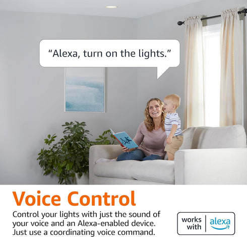 Amazon Basics Smart BR30 LED Light Bulb, 2.4 GHz Wi-Fi, 9W (Equivalent 60W), E26 Standard Base, Works and Dims with Alexa Only, Soft White 2700K, ...