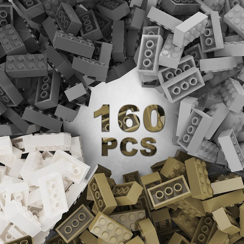 160 Pcs Classic Building Bricks, 2x4 Bulk Bricks, Compatible with Lego Parts and Pieces, Creative Building Block Toys for Boys Girls Ages 6 7 8 9 ...