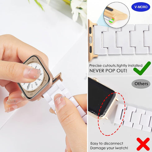 V-MORO Resin Band Compatible with Apple Watch Bands Series 10/9/8/7 41mm 42mm 40mm 38mm Fashion Lightweight Bracelet Strap Replacement for iWatch ...