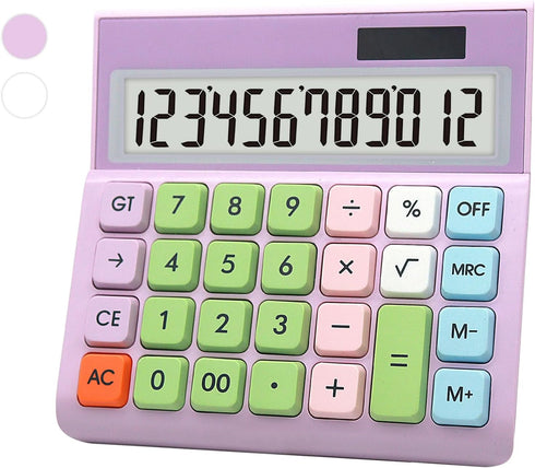 Model 2276 Purple Calculator, UPIHO Standard Calculator with Solar Power, 12 Digit Display and Big Buttons Calculator,Purple Office Supplies and D...