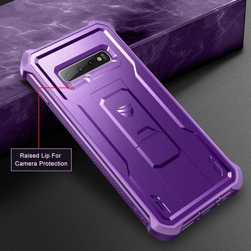 Dexnor Samsung Galaxy S10 Plus Case - Heavy Duty Military Grade Protection with Built-in Screen Protector & Kickstand - Purple...