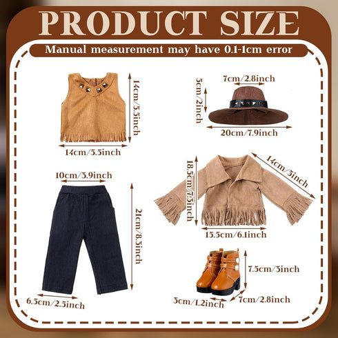Bencailor 18 Inch Doll Clothes and Accessories Doll Outfits Set Western Cowgirls Jacket Trousers Hats Shoes for 18 Inch Doll Girls Gifts...