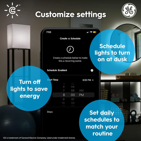 GE CYNC Smart LED Light Bulbs, Tunable White, Bluetooth and Wi-Fi, Works with Alexa and Google, BR30 Indoor Floodlights (2 Pack)...