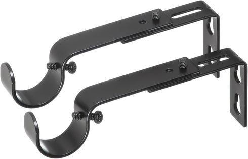 Ivilon Adjustable Brackets for Curtain Rods - for 1 or 1 1/8 Inch Rods. Set of 2 - Black...