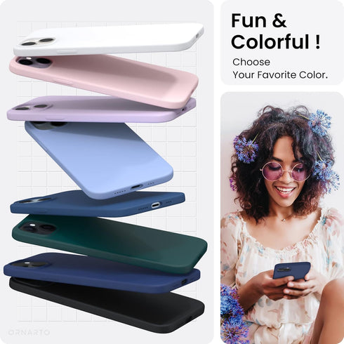 ORNARTO Compatible with iPhone 14 Case 6.1, Slim Liquid Silicone 3 Layers Full Phone Covered Soft Gel Rubber Case Protective Phone Cover 6.1 Inch-...