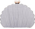 Women Mini Pleated Seashell Evening Clutch Handbag Chain Strap Cross-body Bag...
