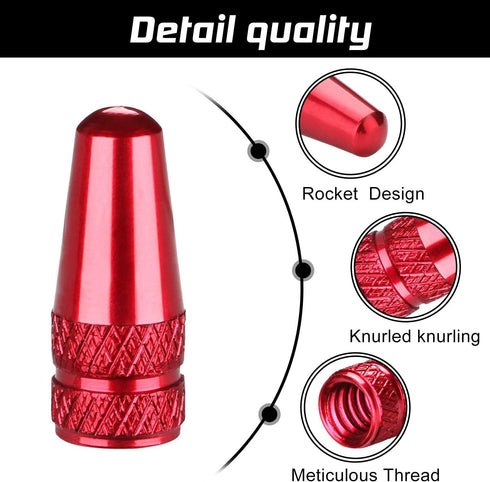 Bike Presta Valve Caps Red Presta Caps Aluminum Alloy Anodized, Fully Thread Red Air Dust Valve Stem Covers for Bike Used on Presta/French Valves,...