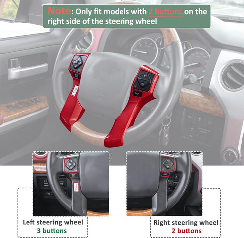 JDMCAR Steering Wheel Moulding Chrome Cover Trim Compatible with Tacoma Accessories 2016-2023, 4Runner 2010-2024,Tundra 2014-2021 (Red, 3+2 Hole)...