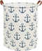 HIYAGON Canvas Storage Basket,Large Laundry Hamper with Handles-Collapsible Storage Bin for Kids Room,Nersury Hamper,Toy Storage 19.7×15.7 (Blue A...