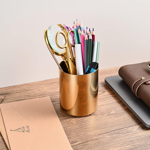 Stainless Steel Pencil Cup Holder Desk Organizer Nordic Style,Pen Pot Desk,Simple Pen Mug,Makeup Brush Holder Organizer for Vanity Dressing Table,...