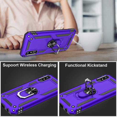 IKAZZ for Galaxy A10e Case with Screen Protector,Military Grade Shockproof Heavy Duty Protective Phone Cover Pass 16ft Drop Test with Magnetic Kic...