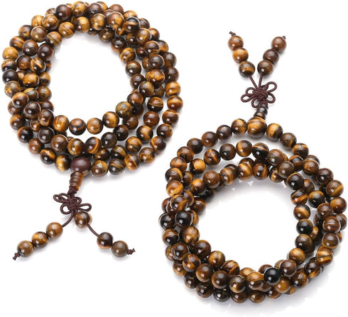 Jovivi Tibetan 6mm 8mm 108 Natural Tiger Eye Gemstone Beads Prayer Mala Bracelet Necklace...