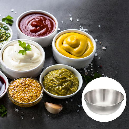 uxcell Stainless Steel Sauce Dishes, 4pcs Metal Sauce Bowls Serving Dishes Condiment Cups for Sauces, Rice, Ice Cream, Silver...