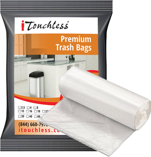 iTouchless Small/Medium Trash Bags, Fits 2 Gal, 3 Gal, 4 Gal, 5 Gal, 6 Gallon Bins, Strong Bathroom Kitchen Garbage Can Liners, for Rubbish Recycl...